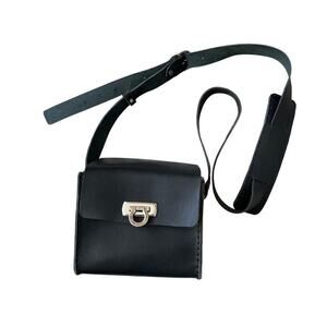 Handcrafted Black Leather Camera Bag | 5.5” Square, Adjustable Strap, Clasp